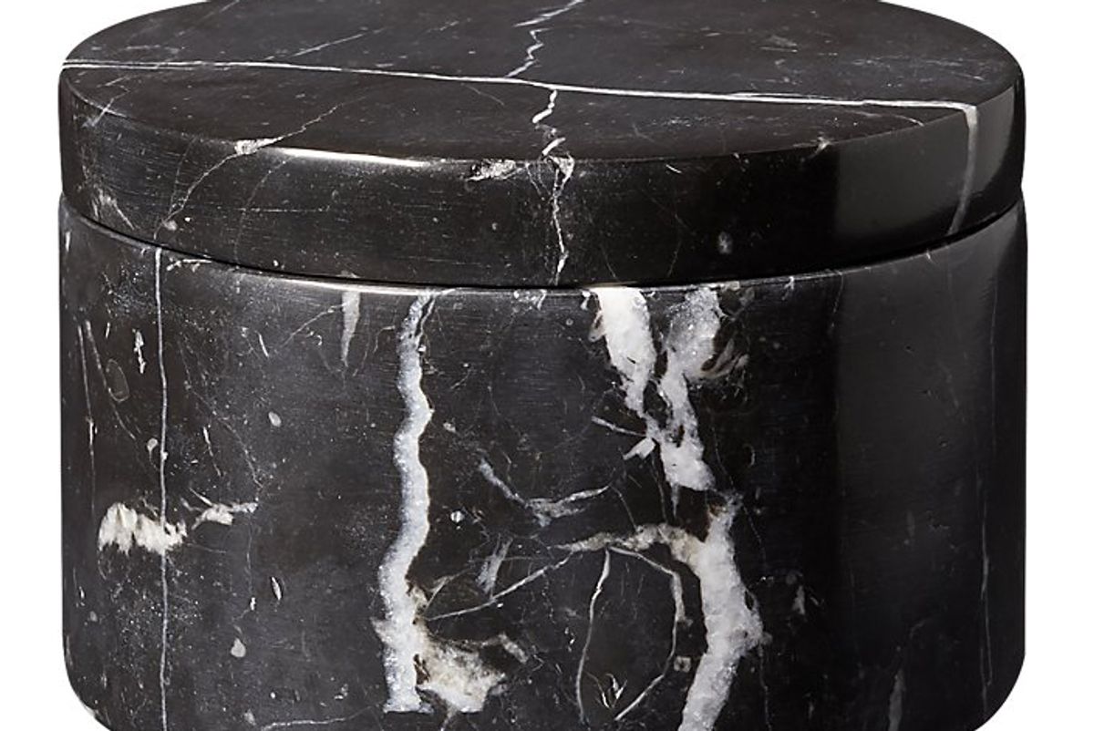 cb2 black marble salt duo dish