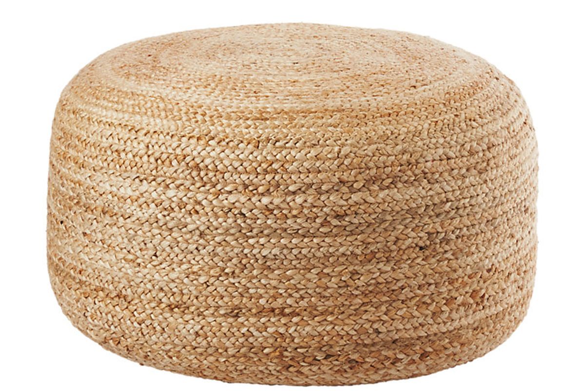 cb2 braided jute large pouf