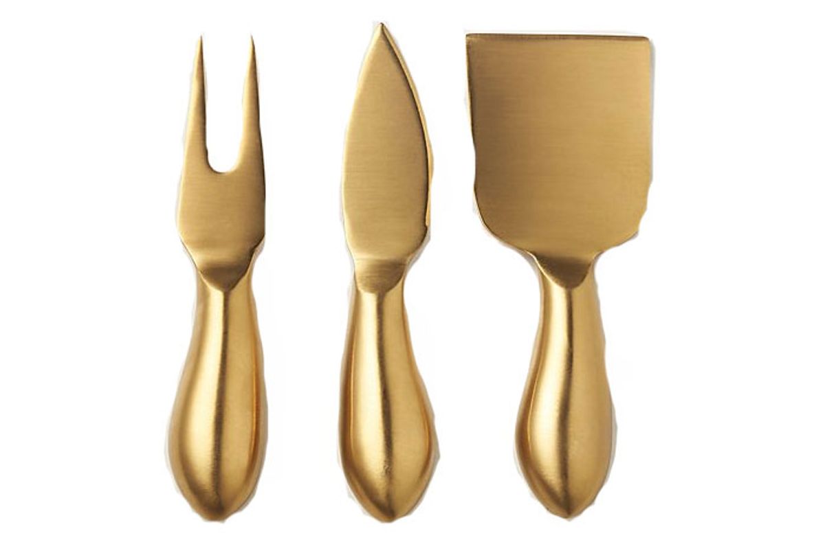 cb2 helms gold cheese knives set