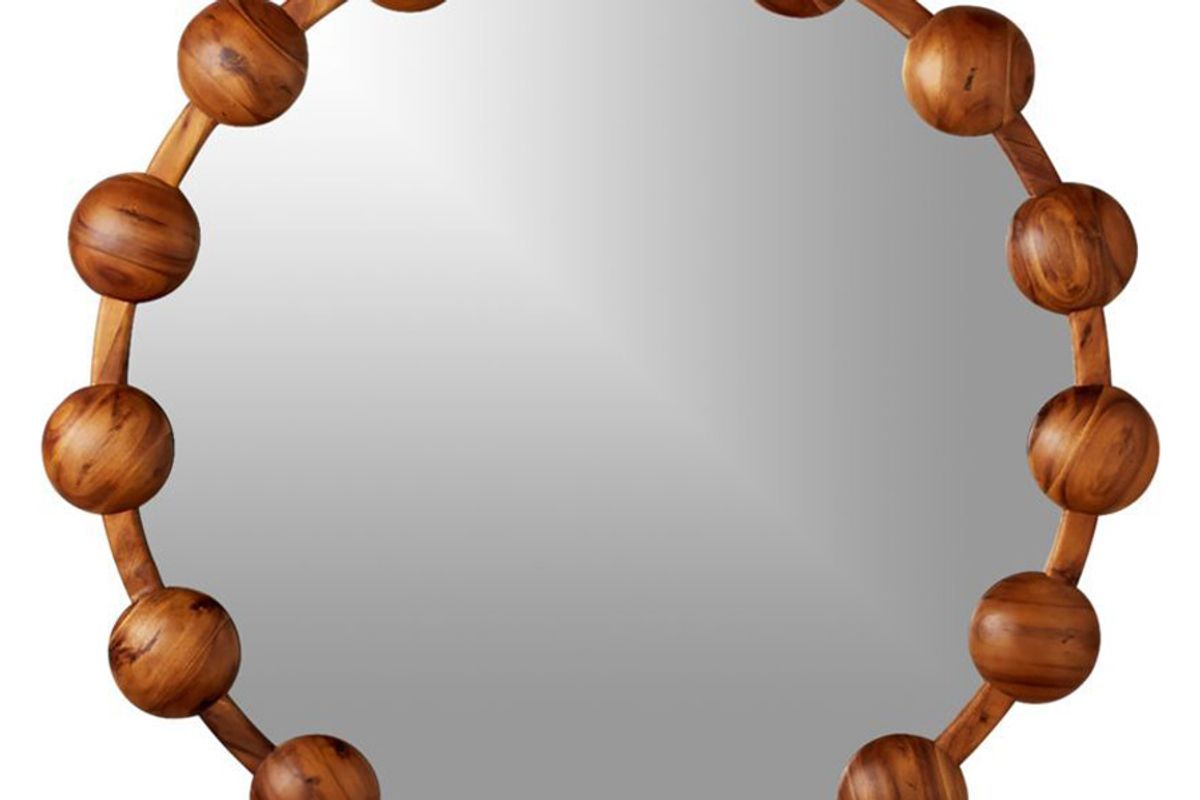 cb2 pinto acacia round mirror