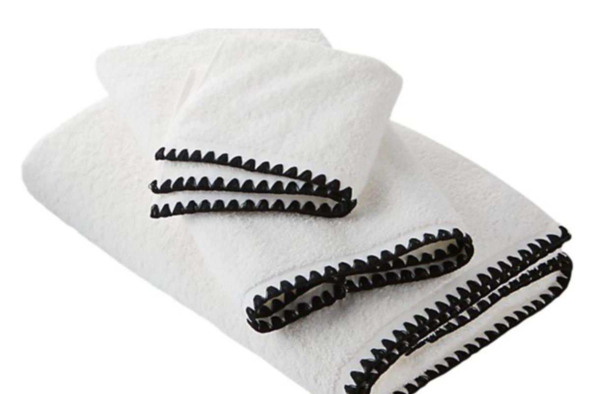 cb2 tuli black trim bath towels
