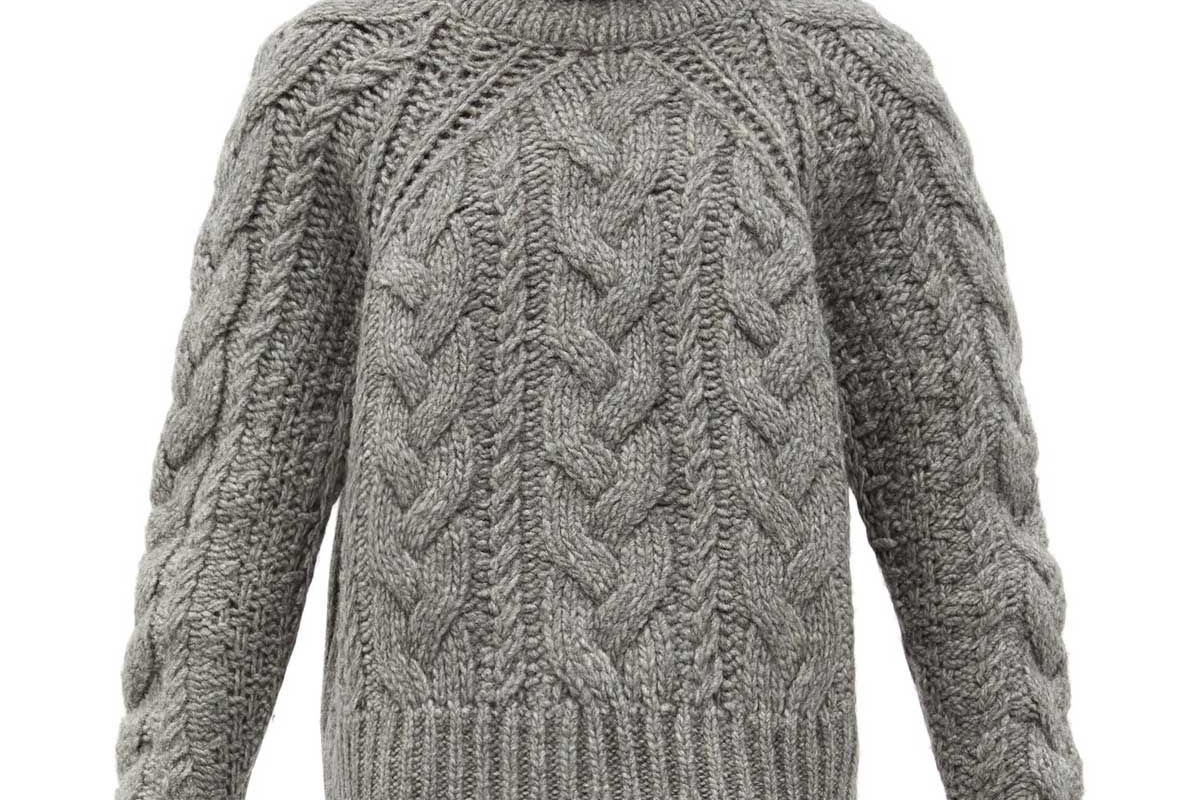 cecilie bahnsen roll neck cable knit wool blend sweater
