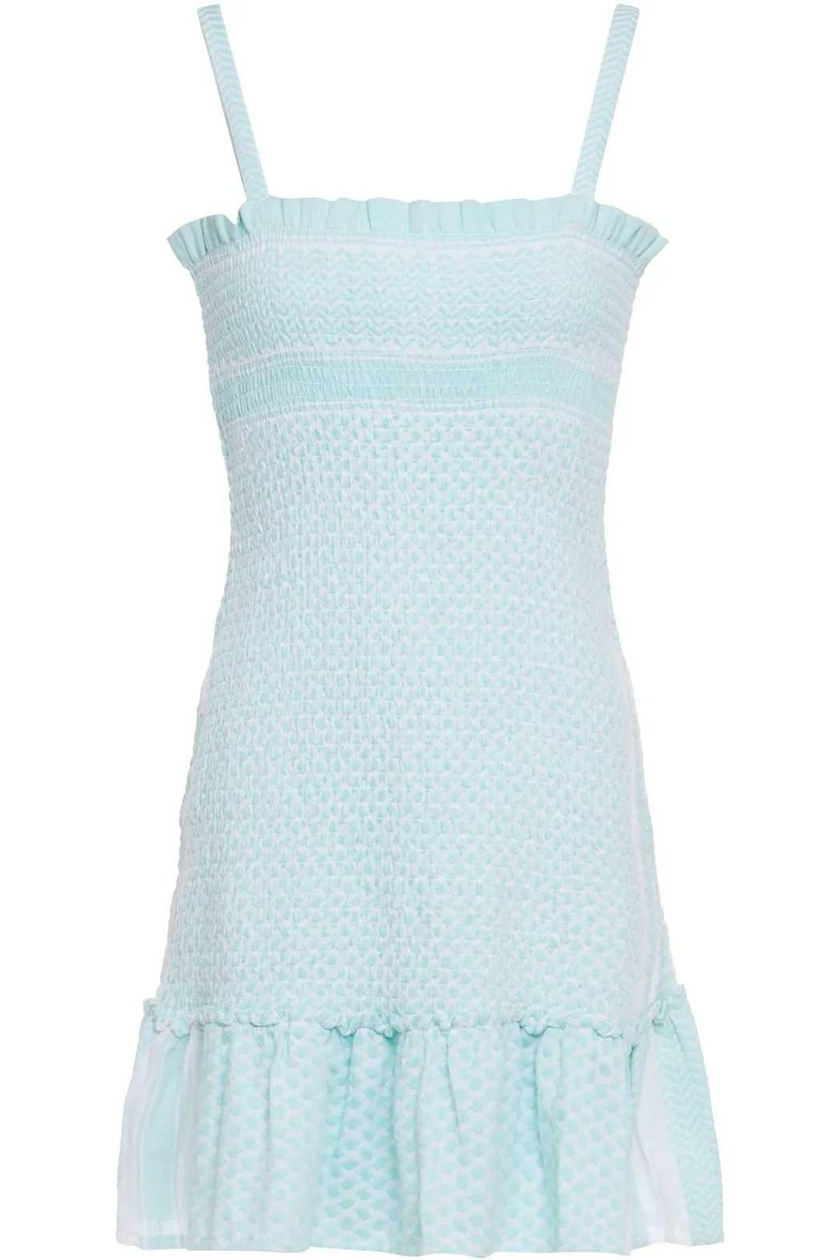 cecilie copenhagen judith fluted shirred cotton jacquard mini dress
