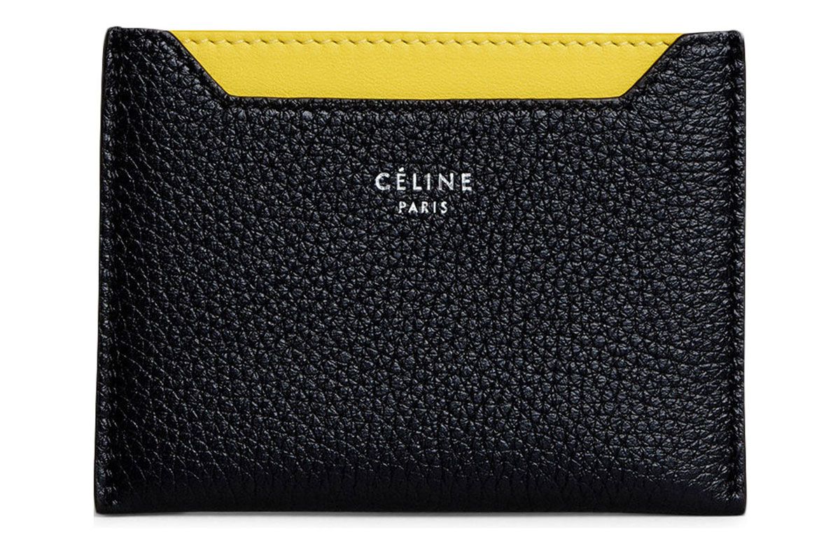 celine card holder in drummed black