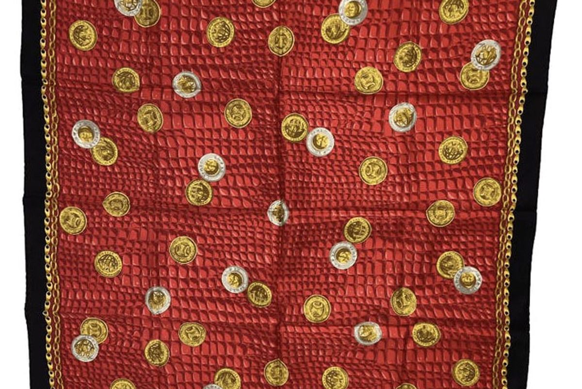 celine exotic maroon coin printed scarf
