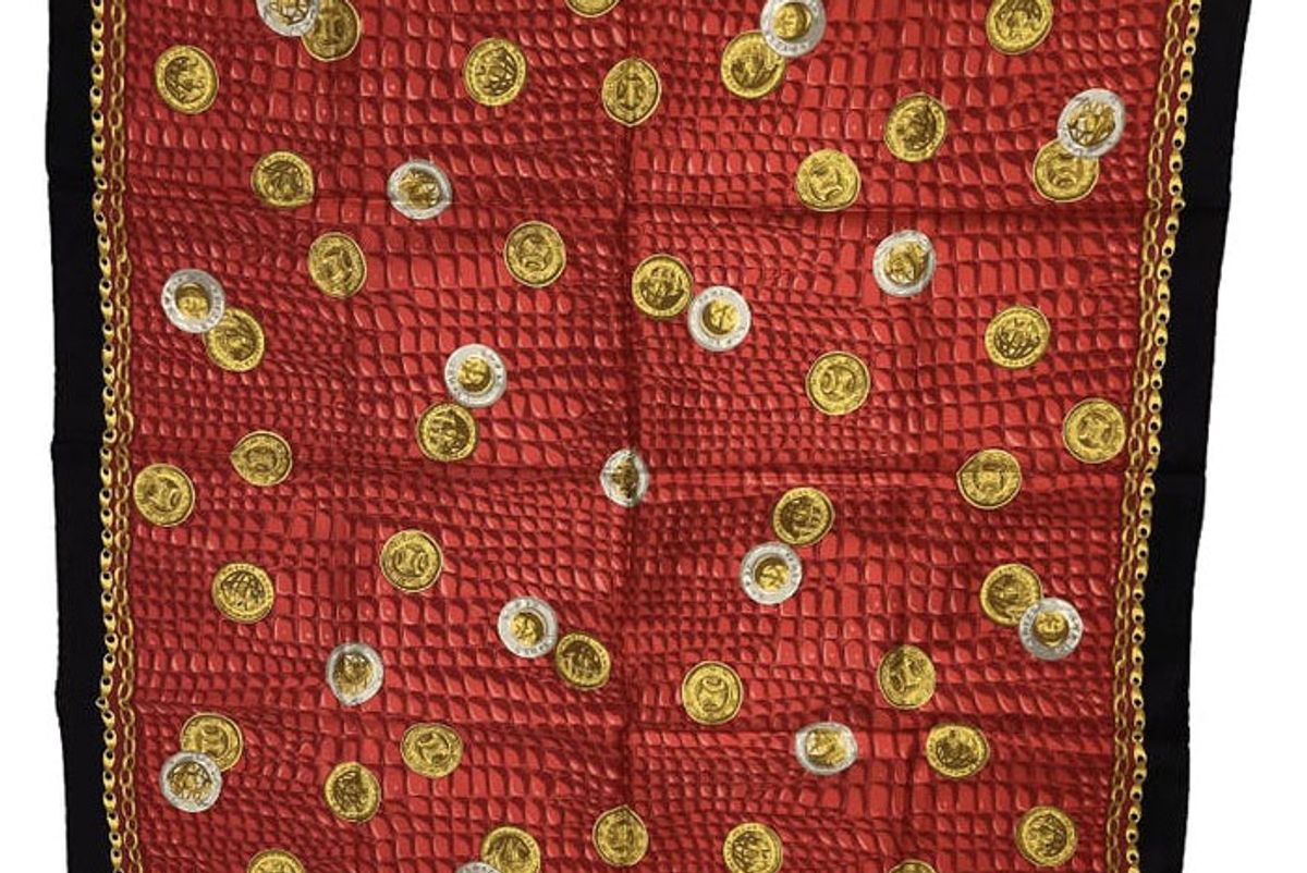 celine exotic maroon coin printed scarf