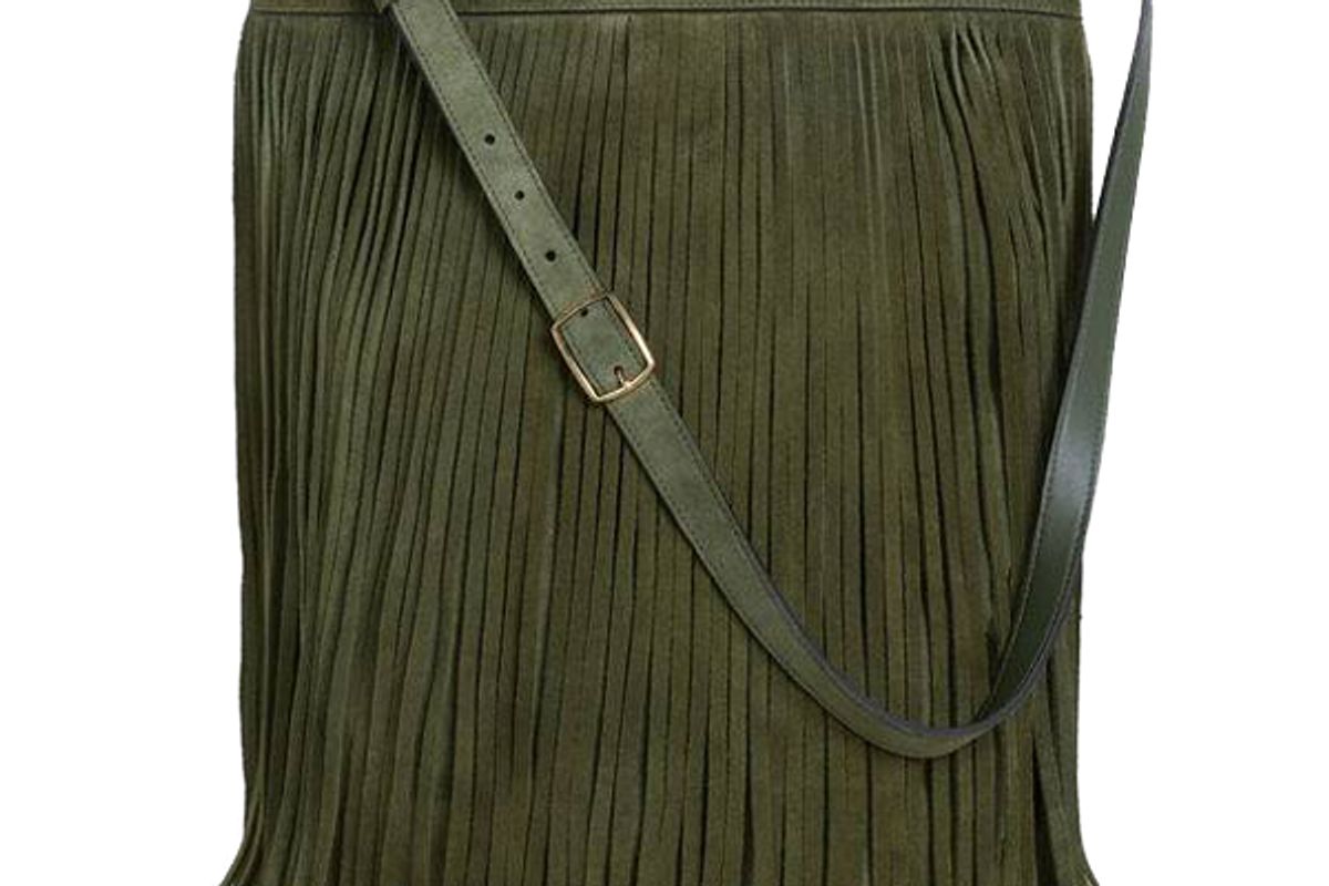 celine medium soft bucket bag with fringes in suede calfskin