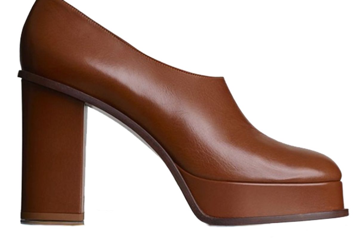 celine platfrom pumps in carmel kidskin