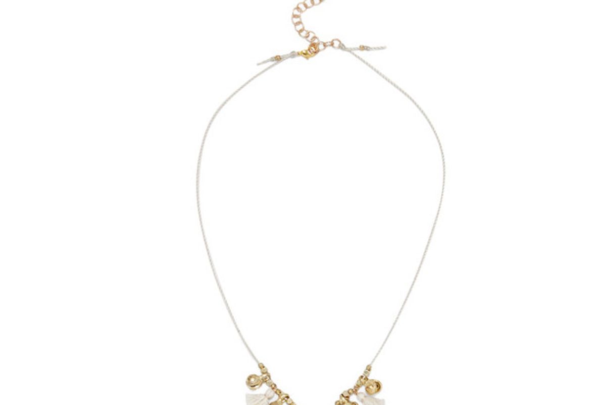 Tasseled Gold-Tone and Shell Necklace