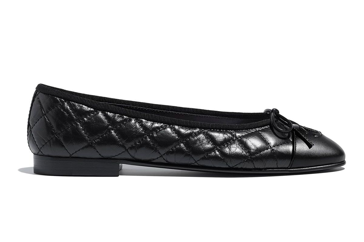 chanel aged calfskin ballerinas