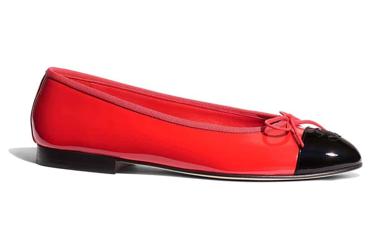 chanel ballerinas patent calfskin red and black