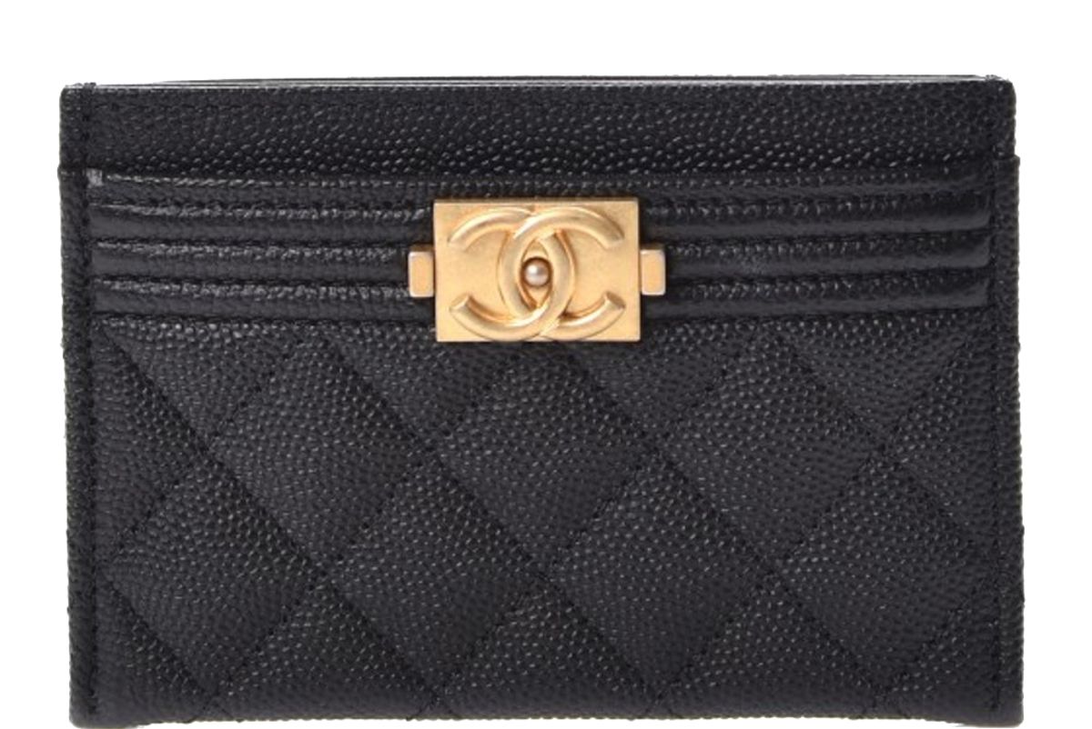 chanel boy card holder quilted diamond