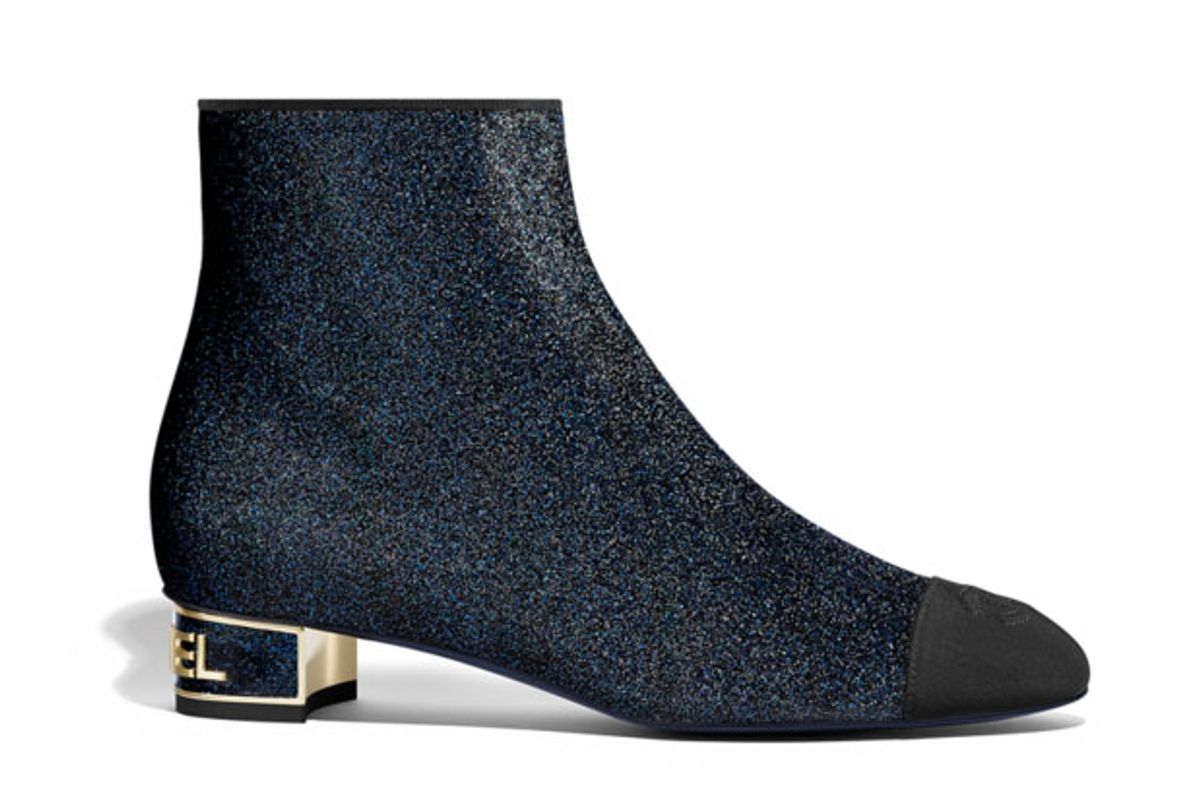 chanel glitter grosgrain short boots