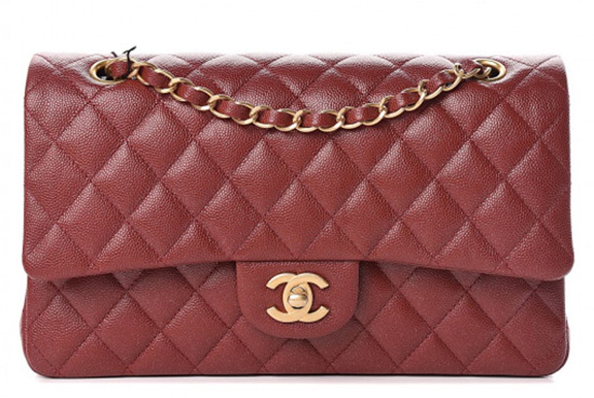 chanel iridescent caviar quilted medium double flap burgundy