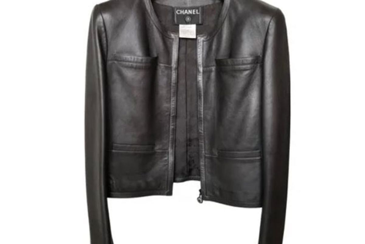 chanel leather biker jacket