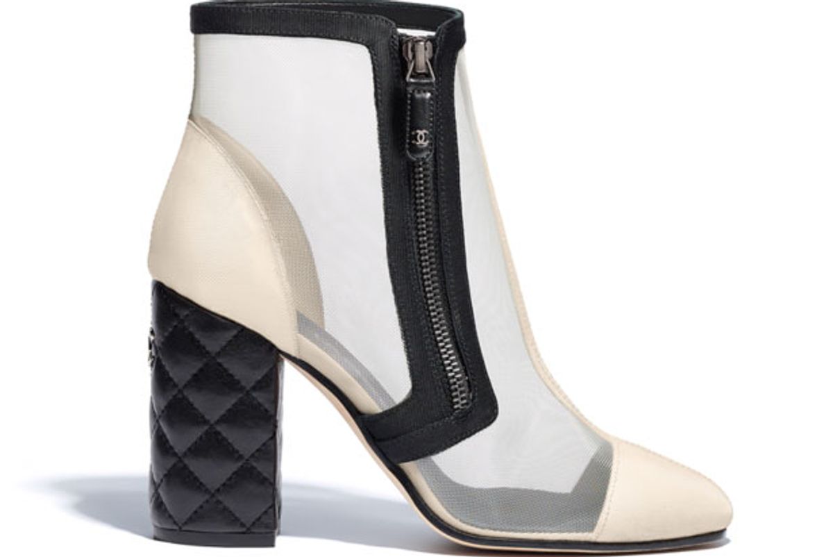 chanel mesh and grosgrain short boots