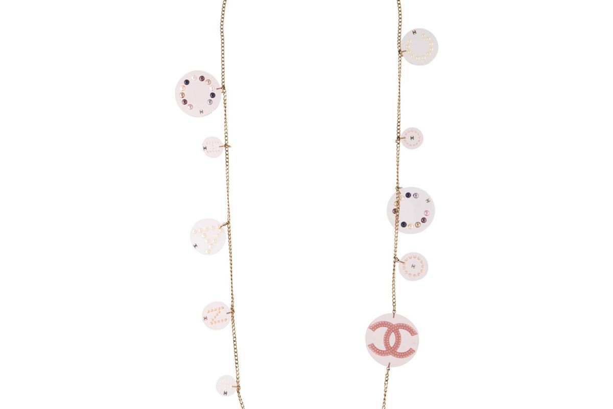 chanel resin and faux pearl station necklace