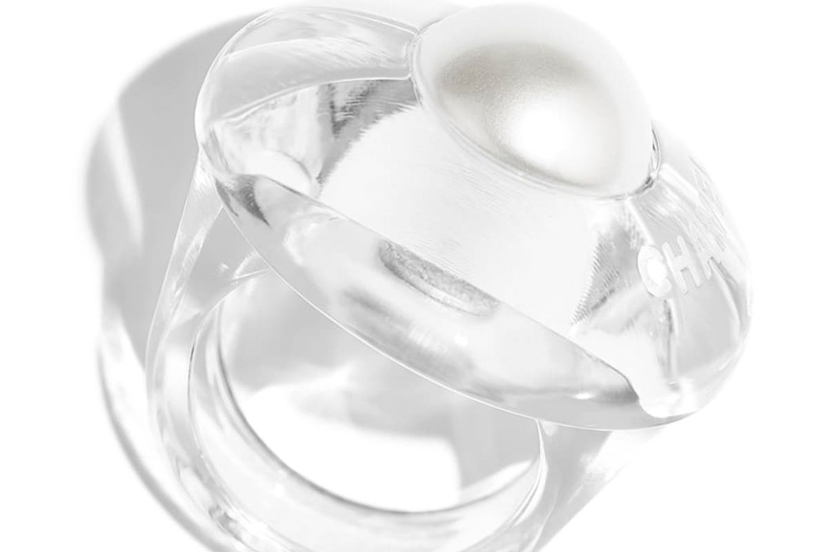 chanel resin transparent and pearly white ring
