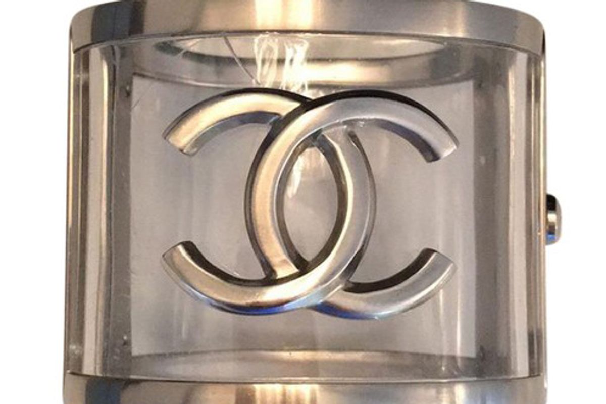 chanel silver resin cuff bracelet