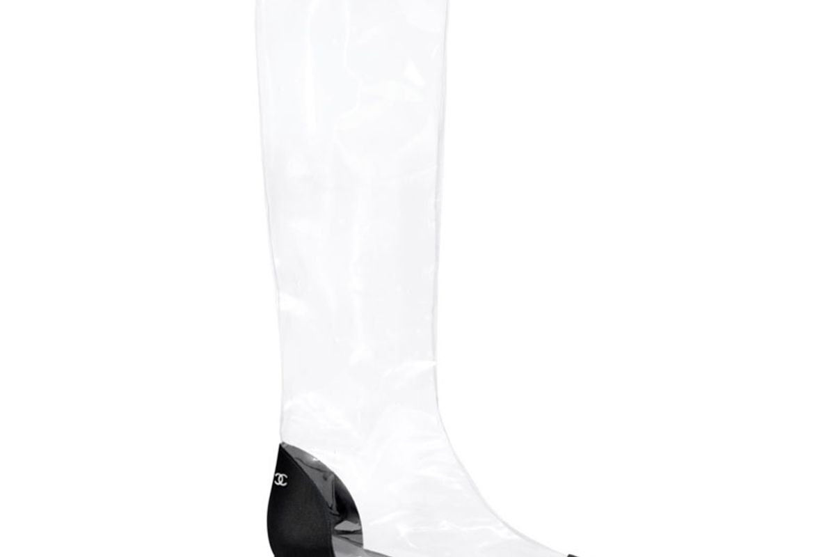 chanel transparent and black high boots