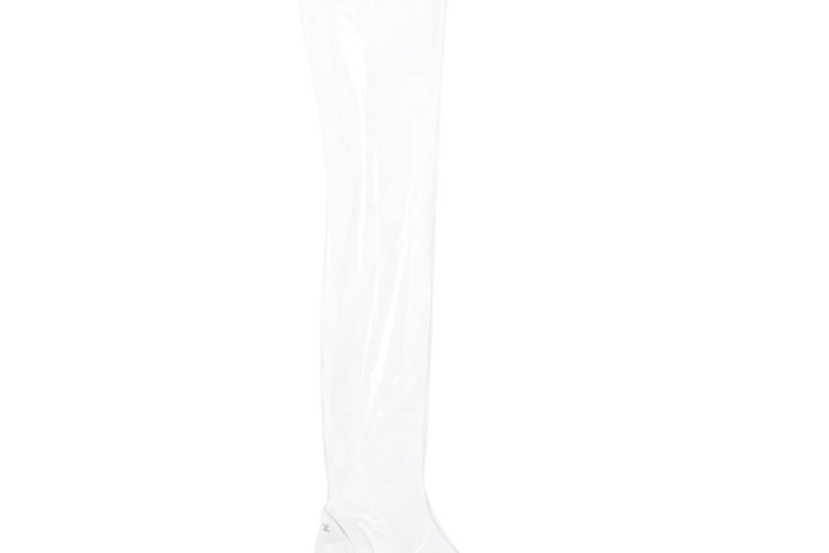 chanel transparent and white high boots