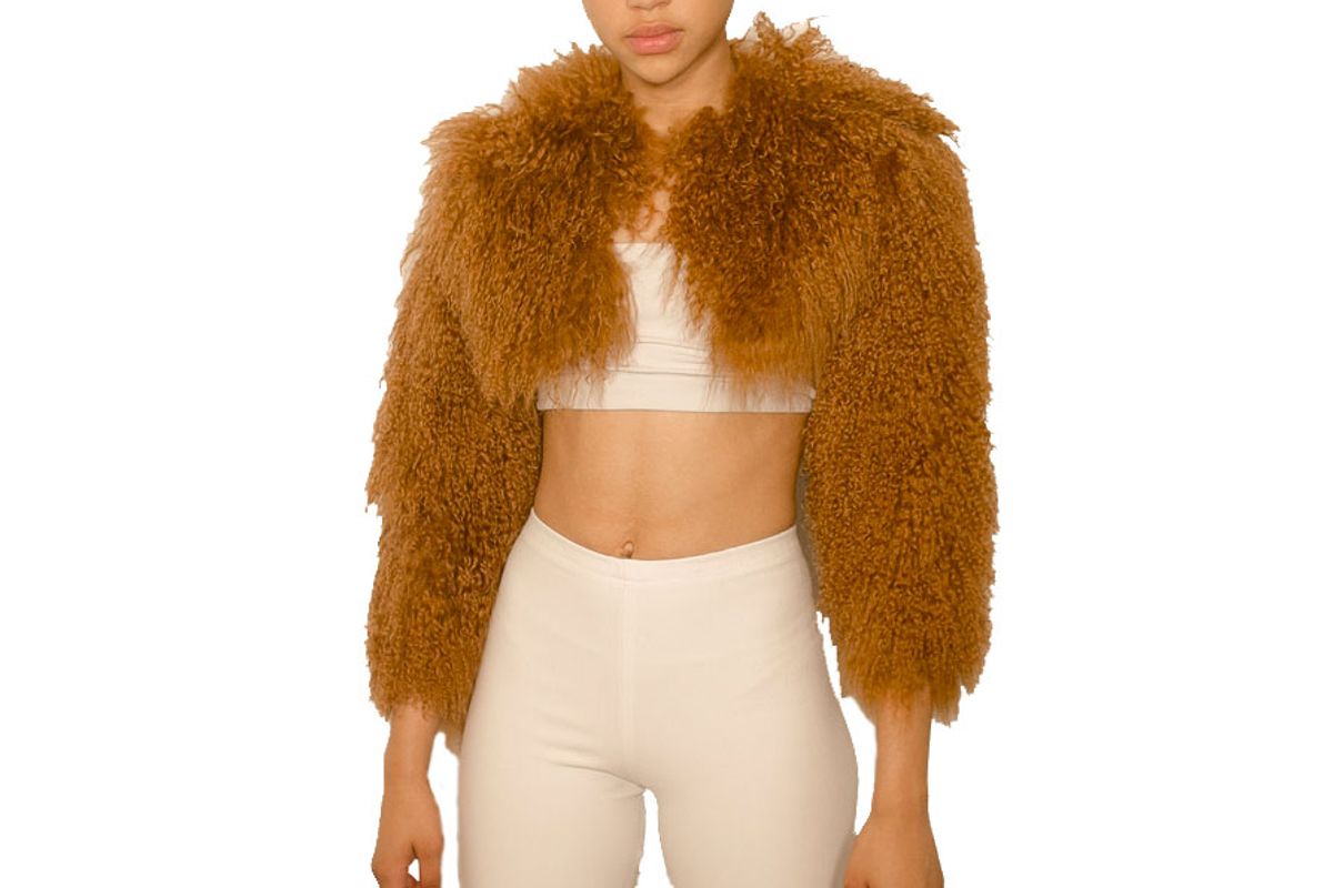 char workroom shani cropped mongolian fur coat