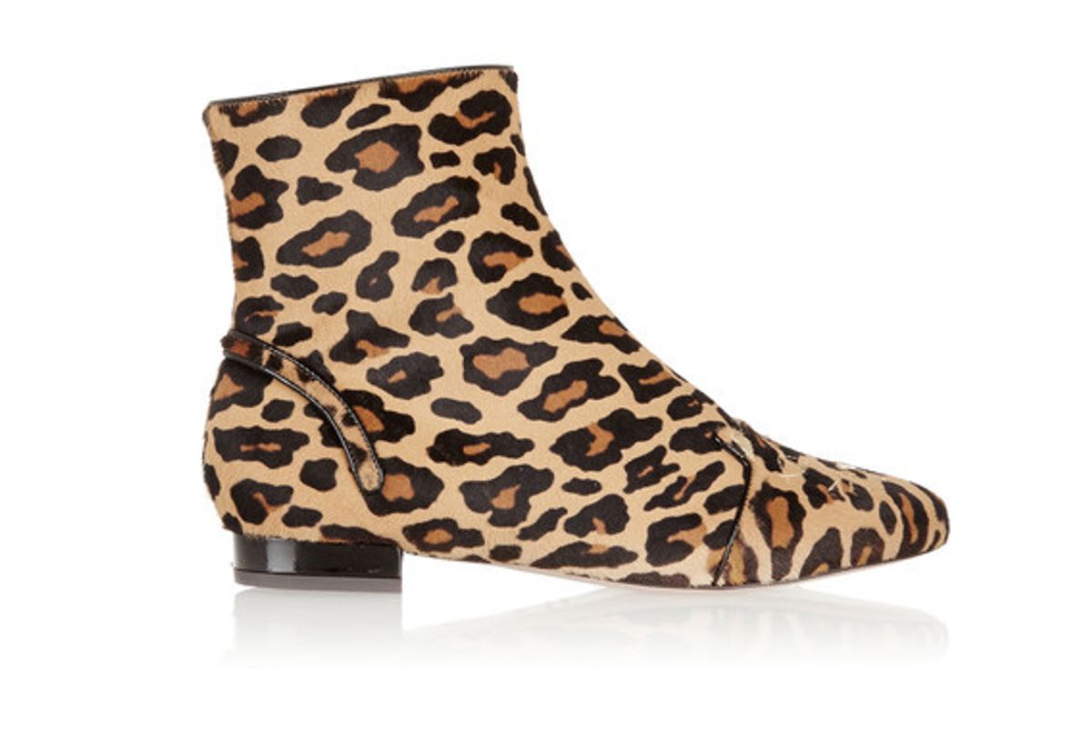 Puss In Boots Leopard-print Calf Hair Ankle Boots