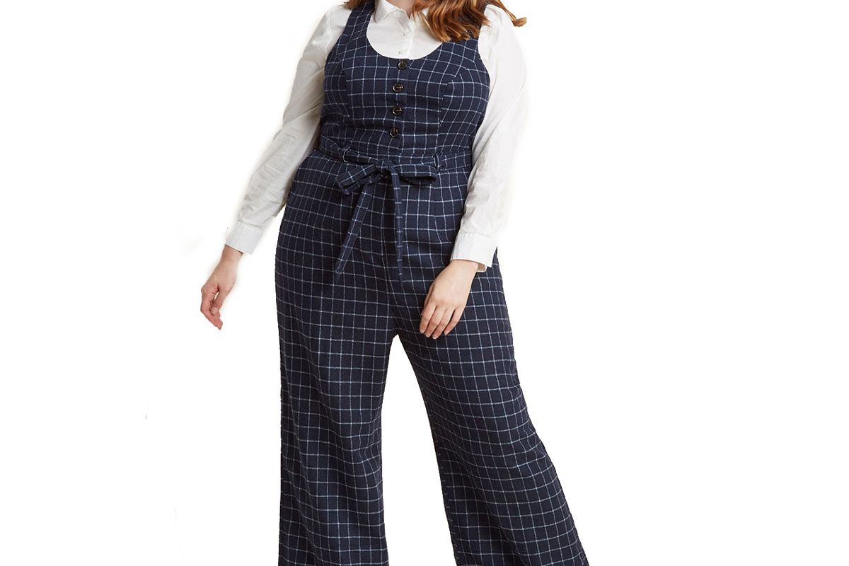 Buttoned Tailored Wide-Leg Jumpsuit