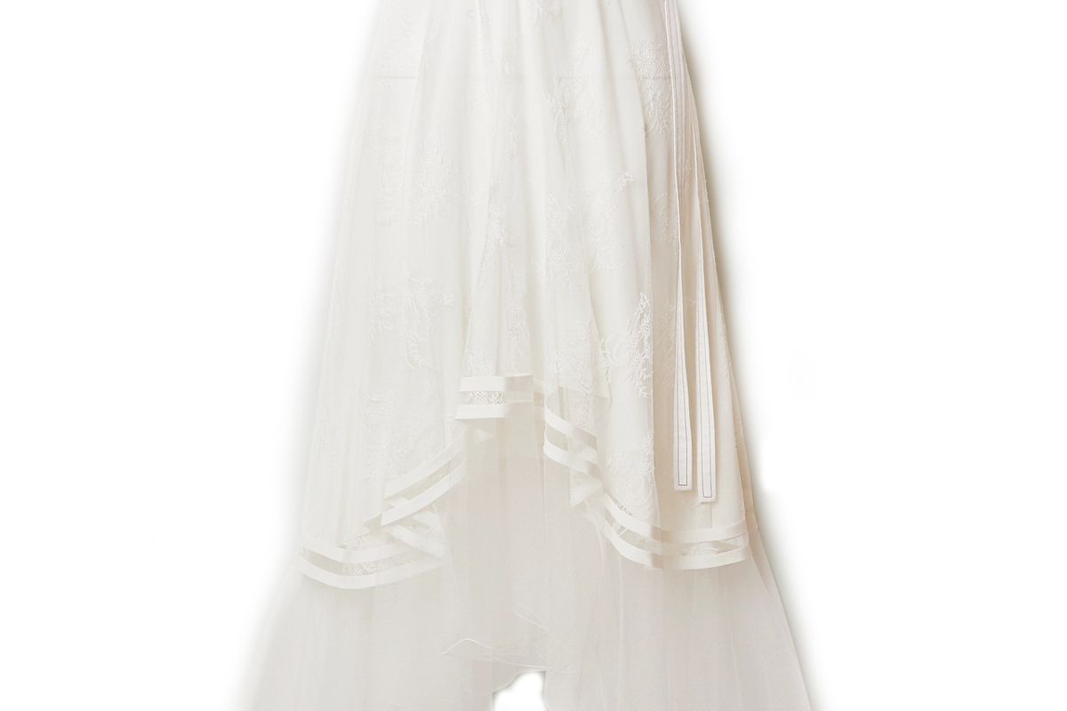 chloe asymmetric embroidered tulle midi skirt