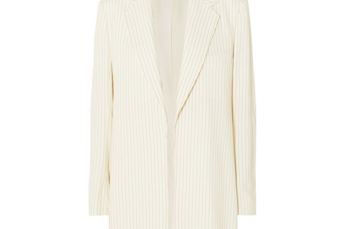 chloe belted pinstriped woven blazer shop