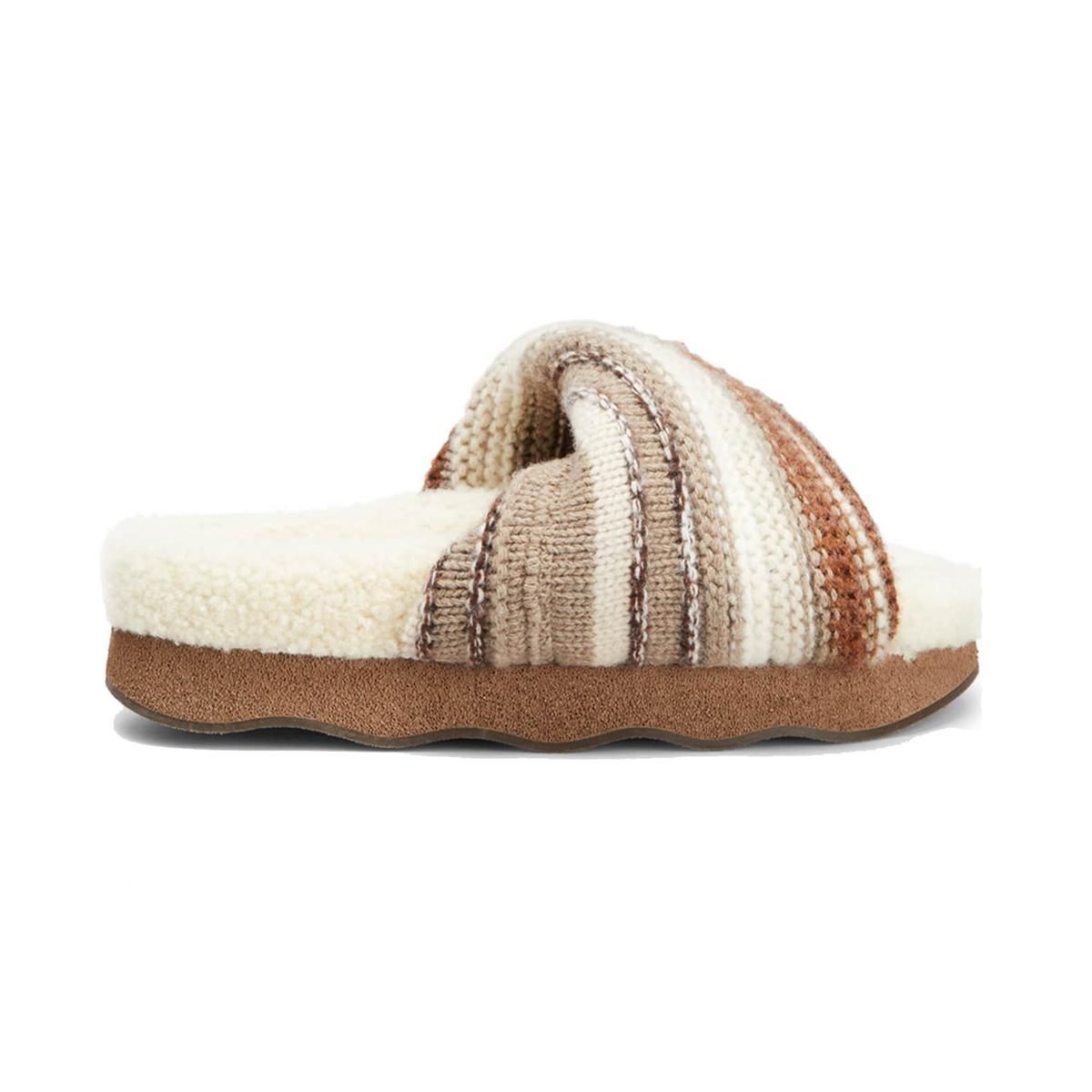 chloe cashmere knit shearling slide sandals