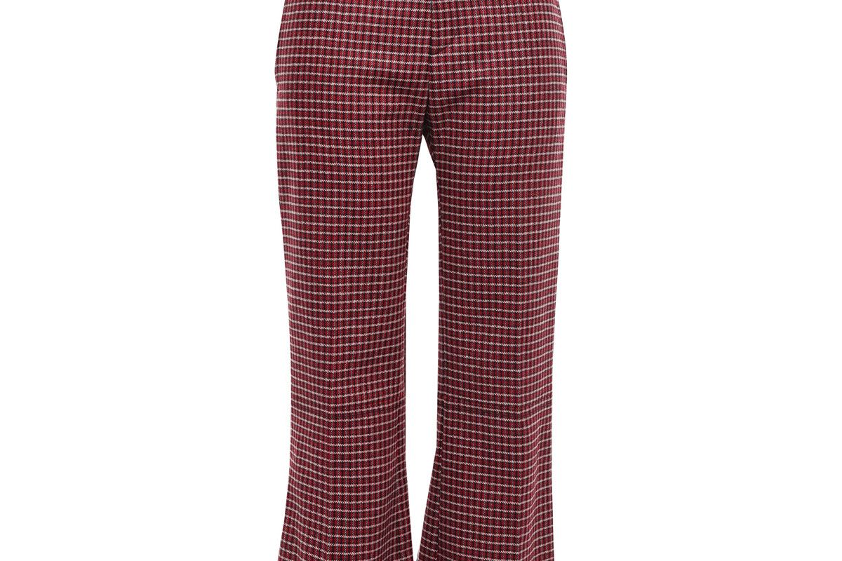 chloe checked wool blend tweed bootcut pants