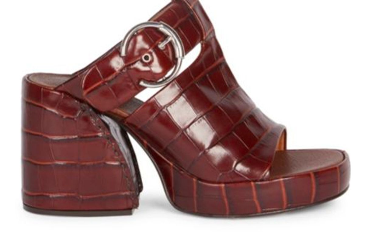 chloe croc embossed leather buckle sandals