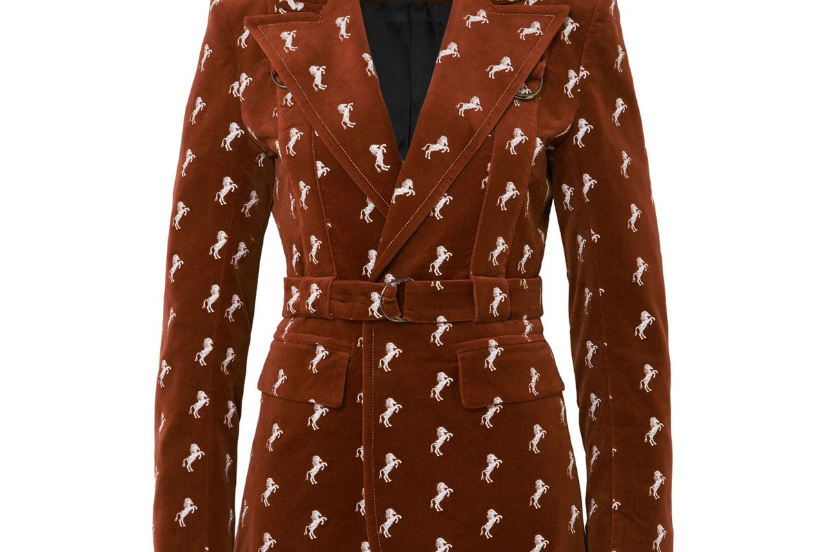 chloe embroidered cotton blend velvet blazer