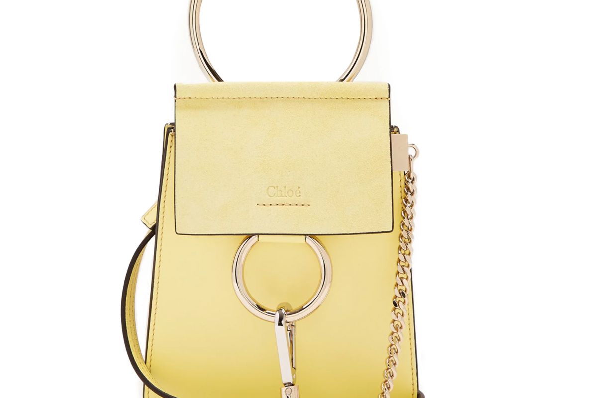 chloe faye mini suede panel leather cross body bag