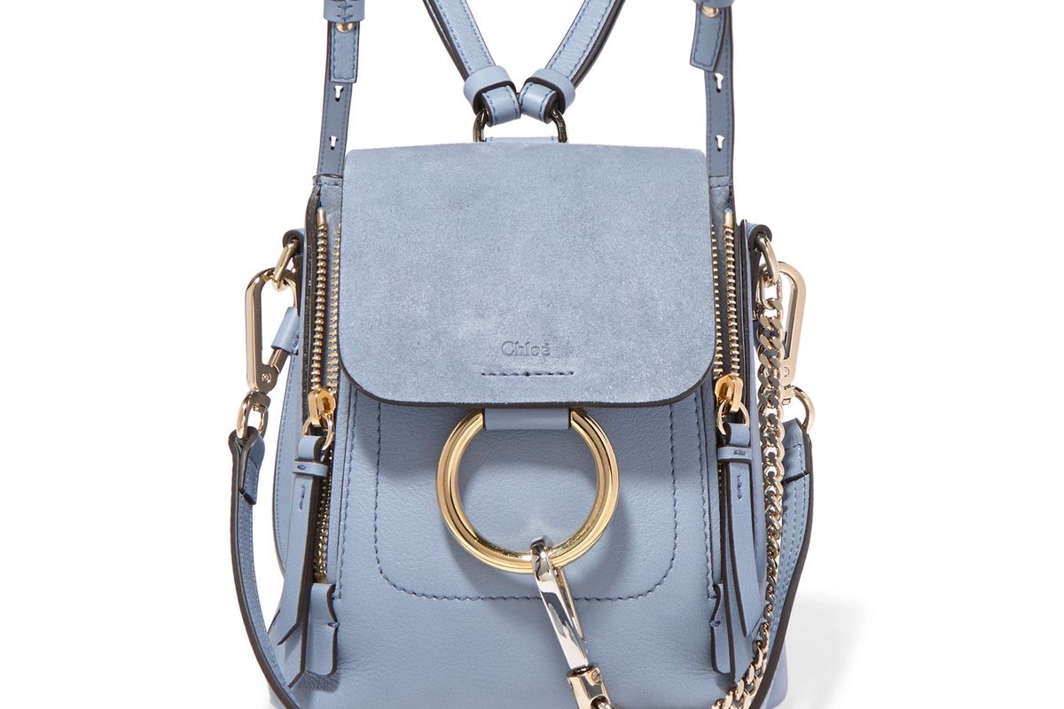 chloe faye mini textured leather and suede backpack