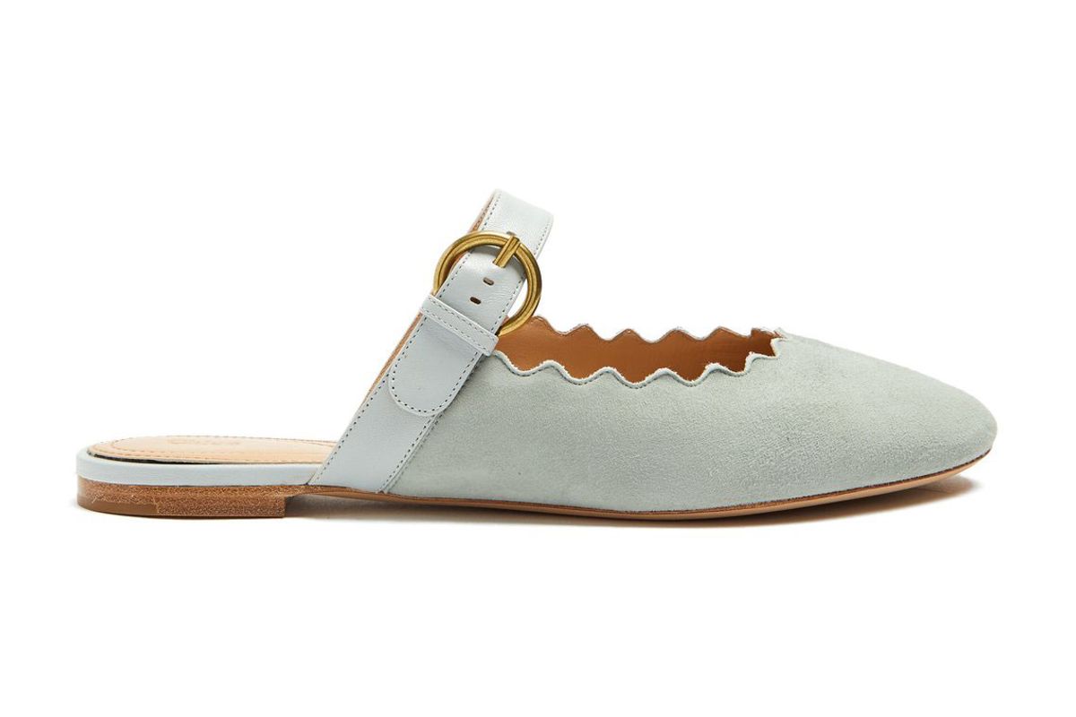 chloe lauren scallop edged suede backless loafers