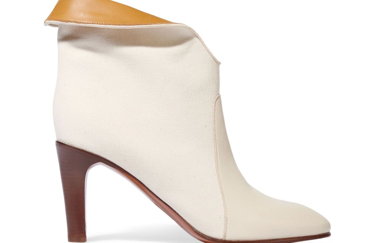 chloe leather paneled canvas ankle boots