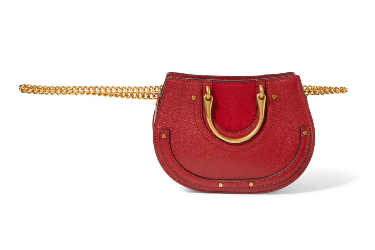 chloe pixie mini suede and textured leather belt bag