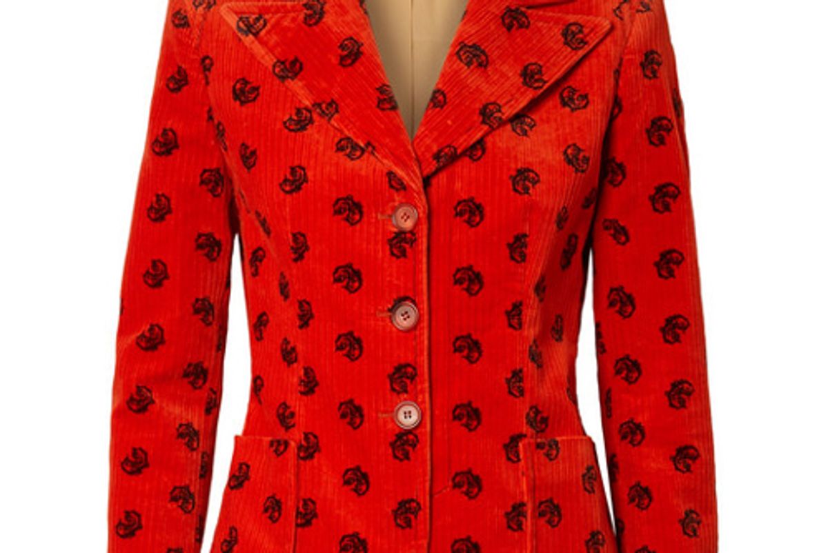 chloe printed cotton blend corduroy blazer