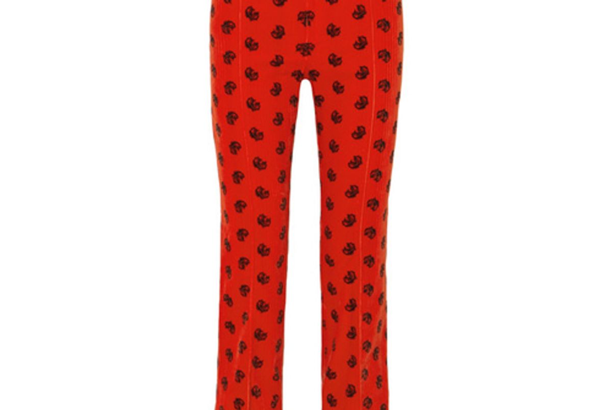 chloe printed cotton blend corduroy slim leg pants