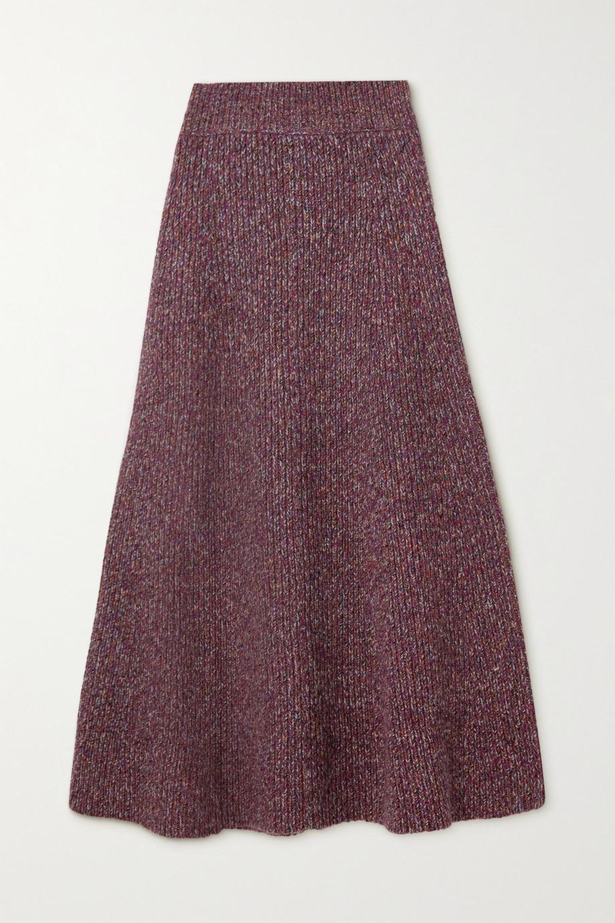 chloe ribbed cashmere and wool blend midi skirt