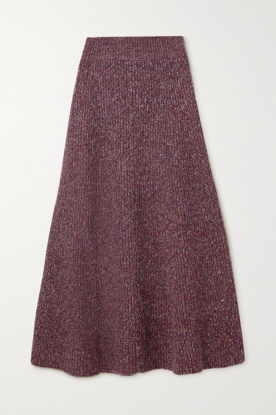 chloe ribbed cashmere and wool blend midi skirt