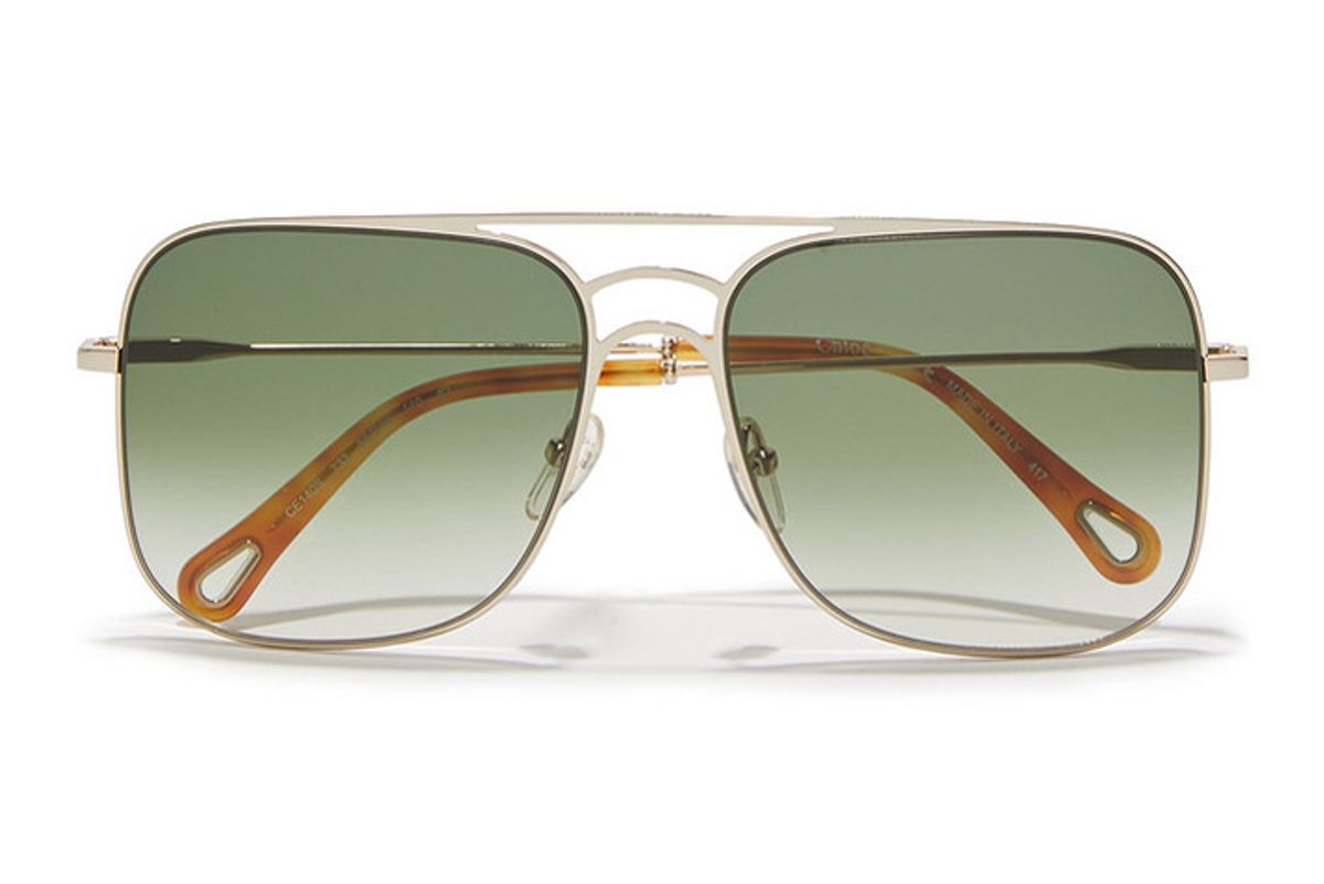 chloe ricky square frame gold tone sunglasses