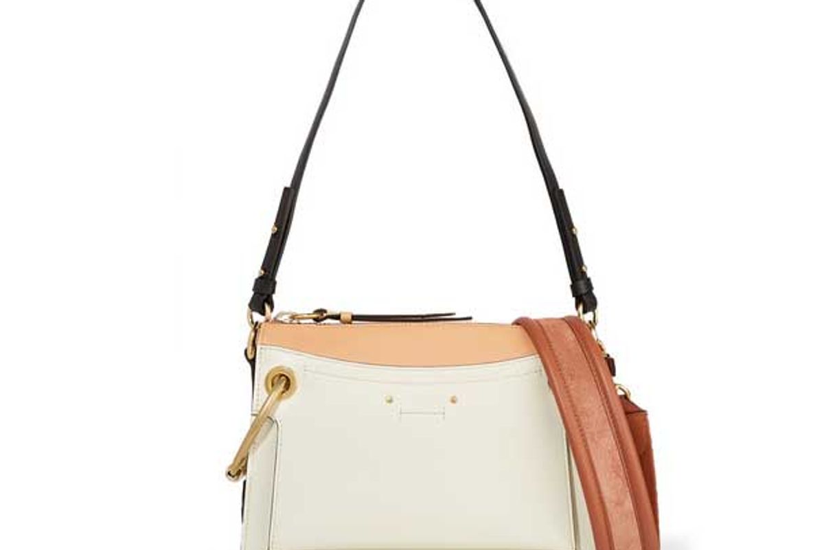 chloe roy day small leather and suede shoulder bag
