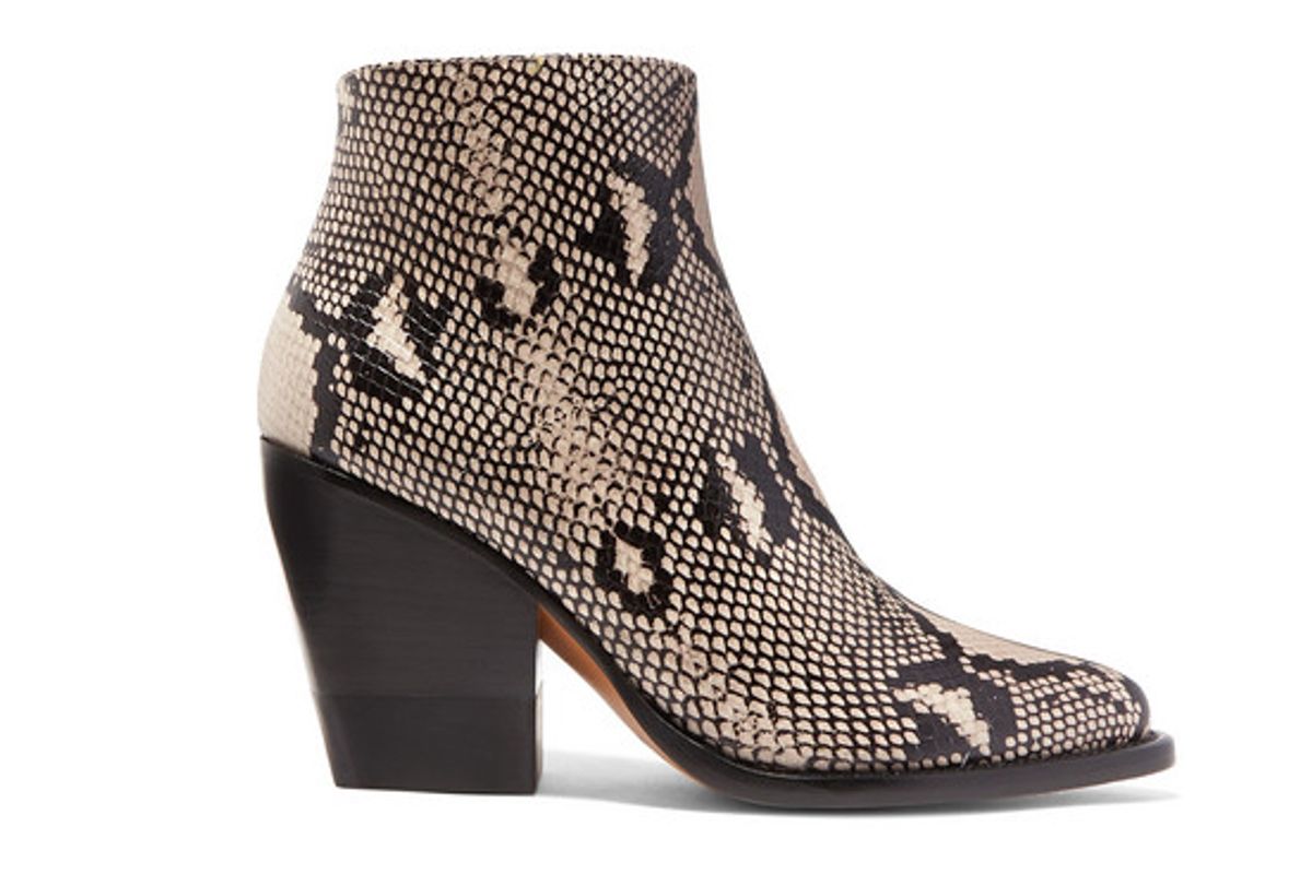 chloe rylee snake effect leather ankle boots