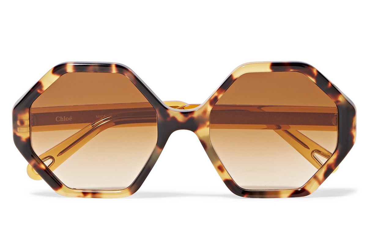 chloe willow hexagon frame tortoiseshell acetate sunglasses