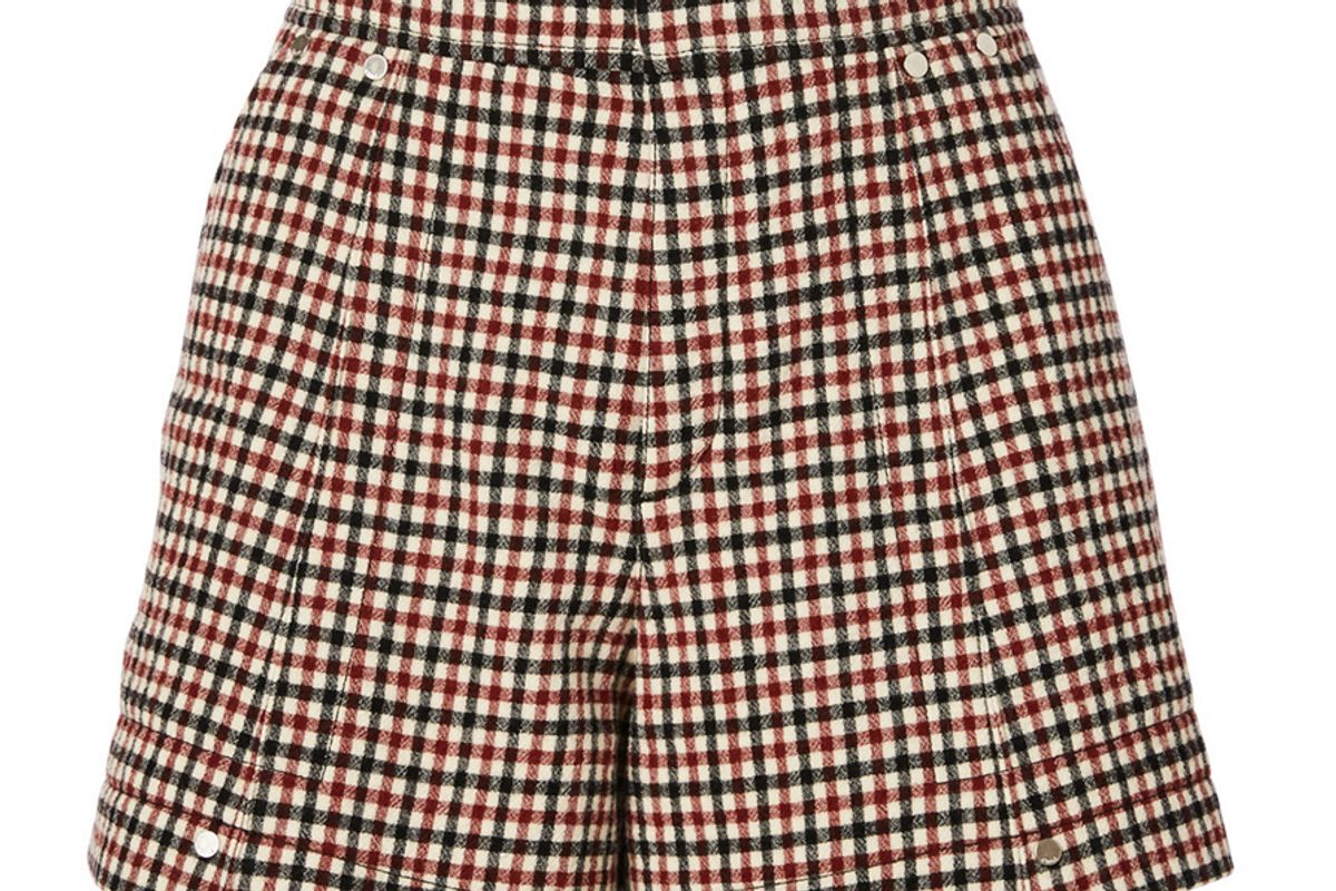 chloe wool high waisted shorts in check print