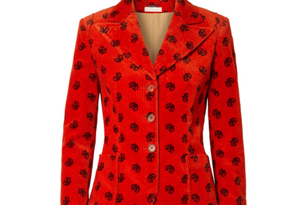 chole printed cotton blend corduroy blazer