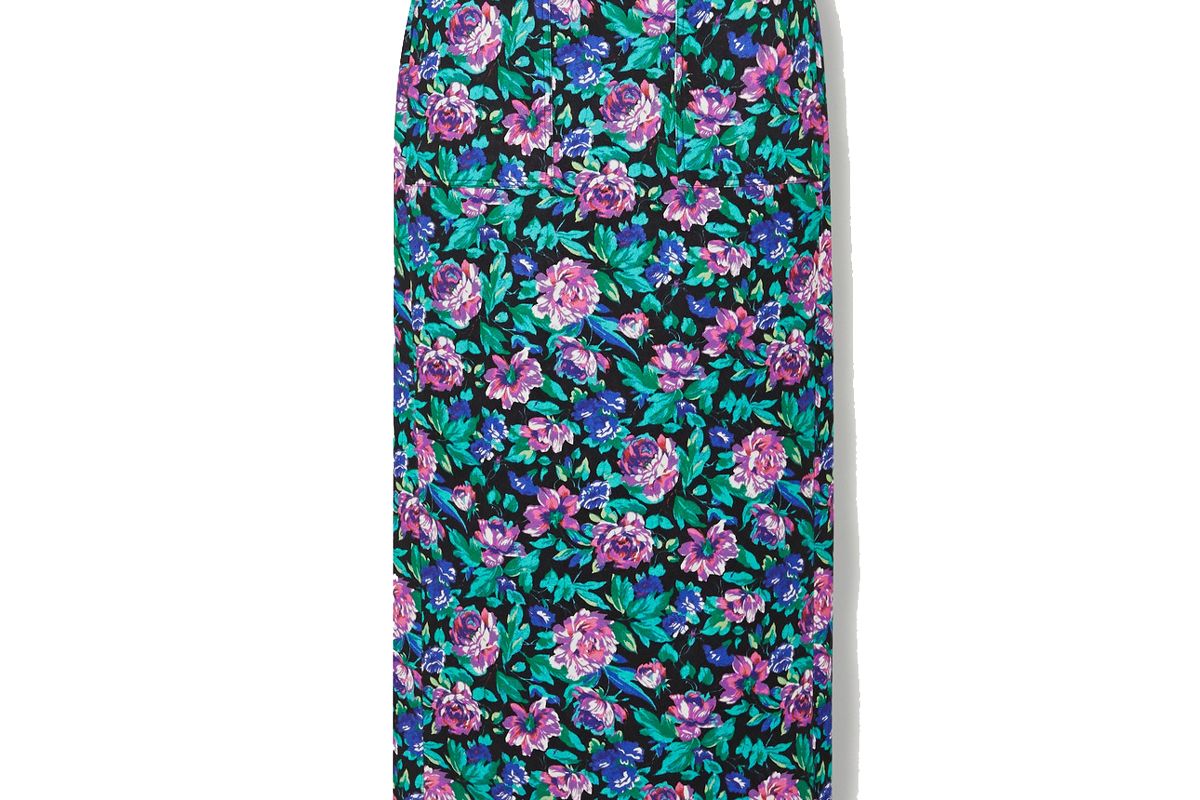 christopher john rogers floral print cotton skirt